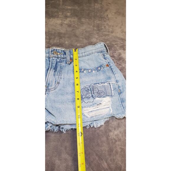 Lucky Brand Denim Size 8/29 Shorts Womens Blue Boyfriend Floral Laura Ashley C26 - Picture 2 of 9